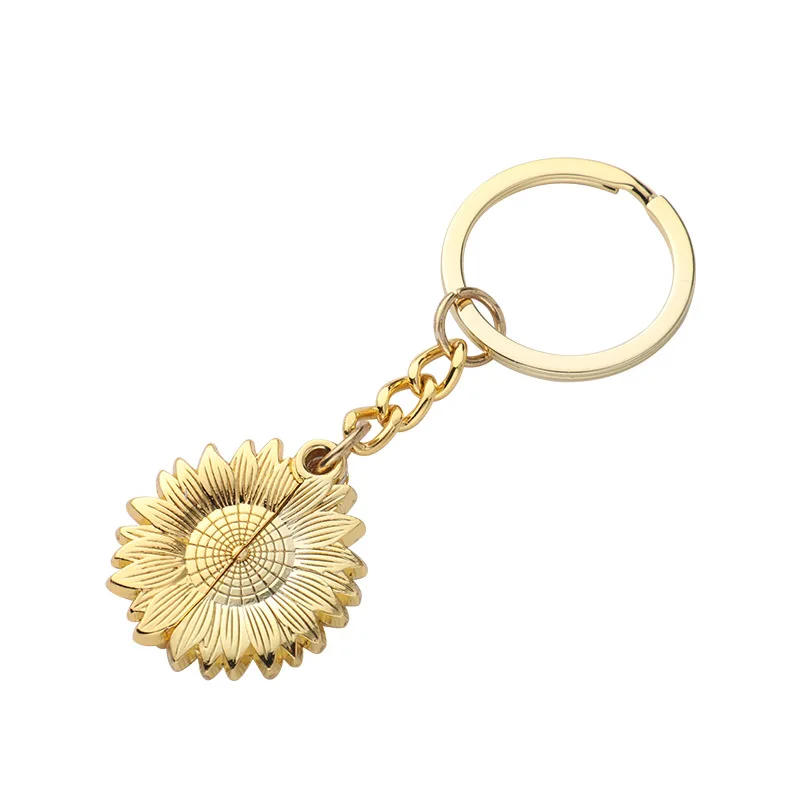 10pcs Sublimation Keychain Sunflower Keychain DIY Blank Angel Wing Keyring For Heat Transfer Print Logo Photo