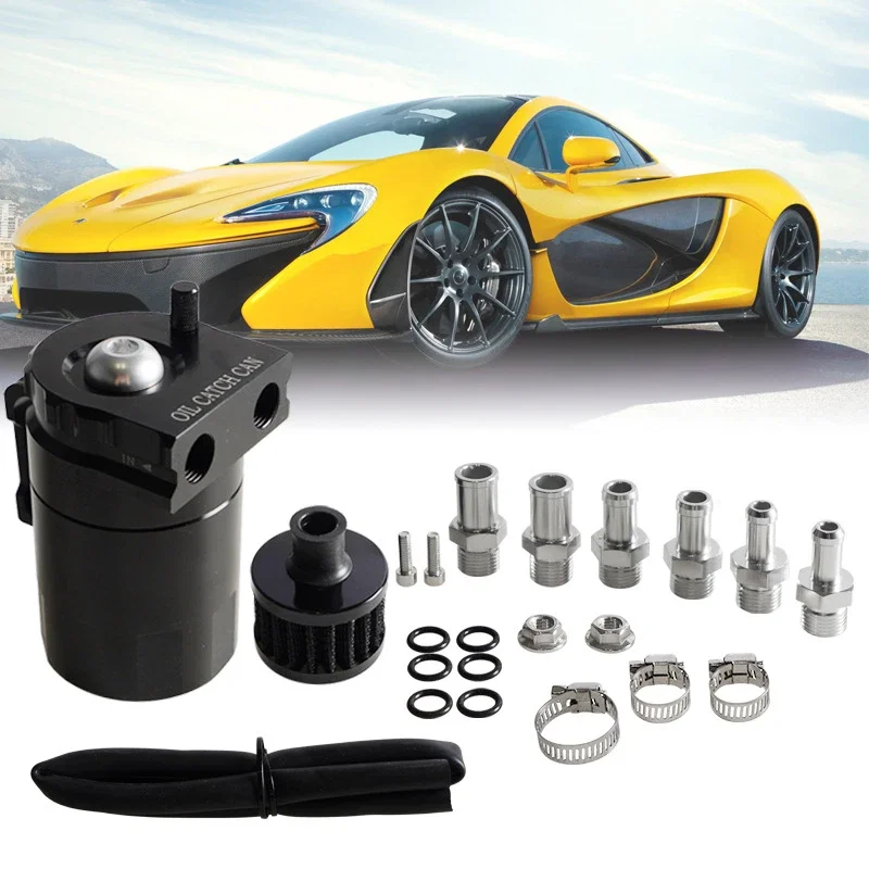 

Oil Catch Can Kit Oil Separator Catch Can With Breather Filter Universal Fuel Tank 300ml Tank Separator Aluminum Alloy Tools