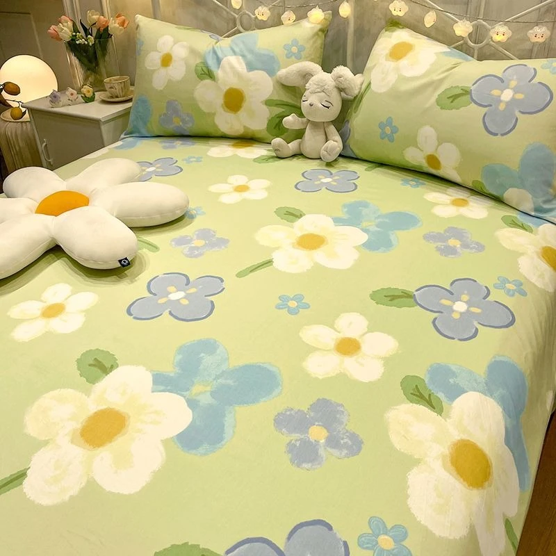 100% Xinjiang Cotton Bed Sheet A Version with Artistic Brushstroke Pattern for Bedroom