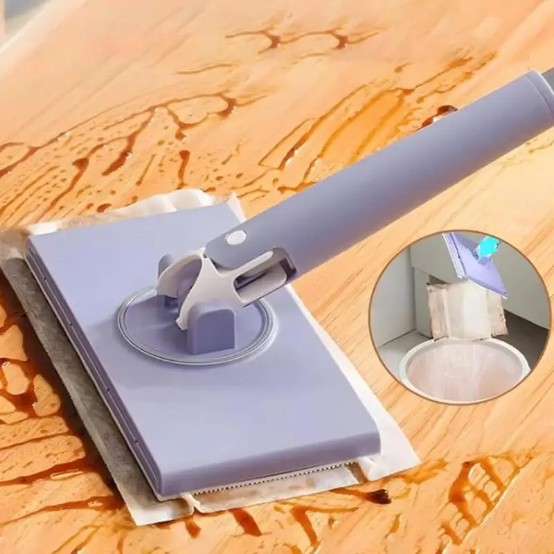 ไม้ถูพื้นแบบแบนขนาดเล็กพร้อมหัวหมุนได้ ผ้าอัตโนมัติเปลี่ยนด้ามจับแบบกดดึง ไม้ถูพื้นแบบแบนสําหรับใช้งานง่าย อุปกรณ์กําจัดฝุ่นแบบเปียกแห้ง