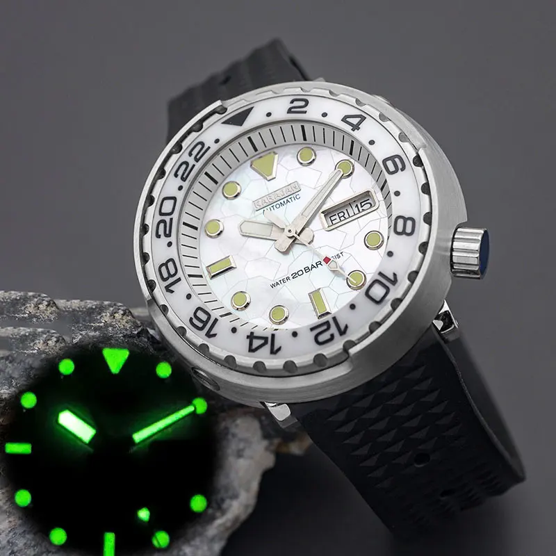 2023 New Design Tunas Canned Men\'s Watch With C3 Luminous Sapphire Crystal 316L Stainless Steel Seiko NH35 NH36 Automatic Move