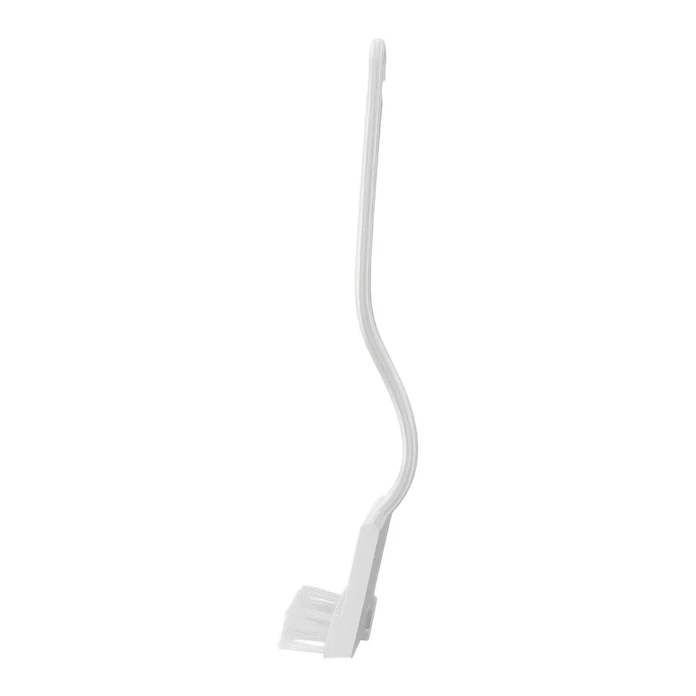 Toilet Brush with Optimized Bend and Reflective Panel for Targeted Cleaning of Areas Near Water Line and Bowl Junction