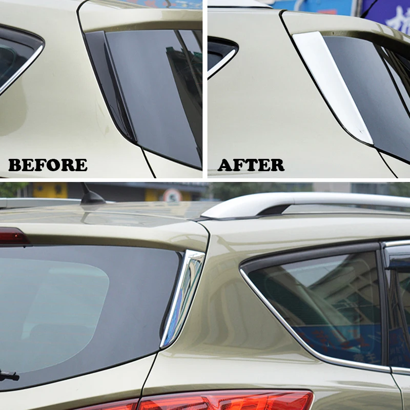 For Ford Escape Kuga 2013 2014 2015 2016 2017 2018 Chrome Rear Trunk Window Spoiler Cover Side Pillar Post Trim Molding Garnish