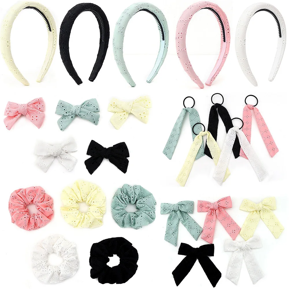 Cotton 3D Hollow bow Hairband Hole Hole bow Knot Hair Clip Stylish Hair Accessories for Women and girl band