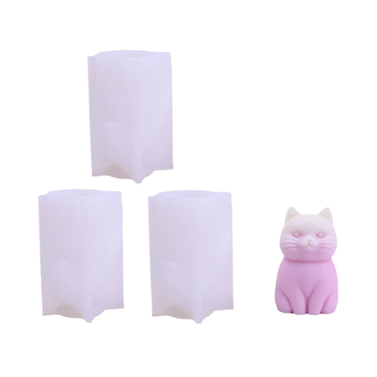 3PCS Cat Silicone Candle Mold 3D Cute Kitten Plaster Animal Soap Resin Crystal Making DIY Chocolate Mould Home Crafts