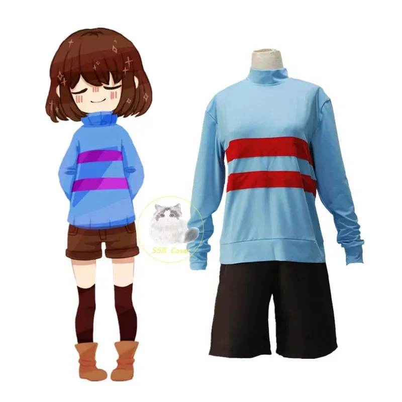 أنيمي لعبة Undertale فريسك شارا تأثيري حلي Andertail بلوزات عالية الياقة طويلة الأكمام الملابس السراويل سكين قلادة