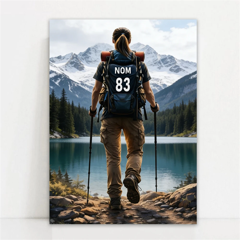 Personalized Hiker Poster with Name and Number Poster Custom Hiking Poster for Men Prints Canvas Painting Home Decoration