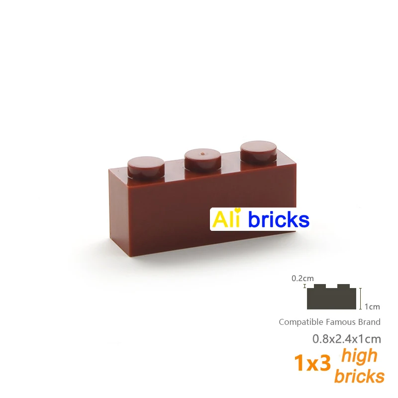 30pcs/lot Bulk Blocks Building Bricks Thick 1X3 Educational Assemblage Construction Toys for Children Size Compatible With Brand