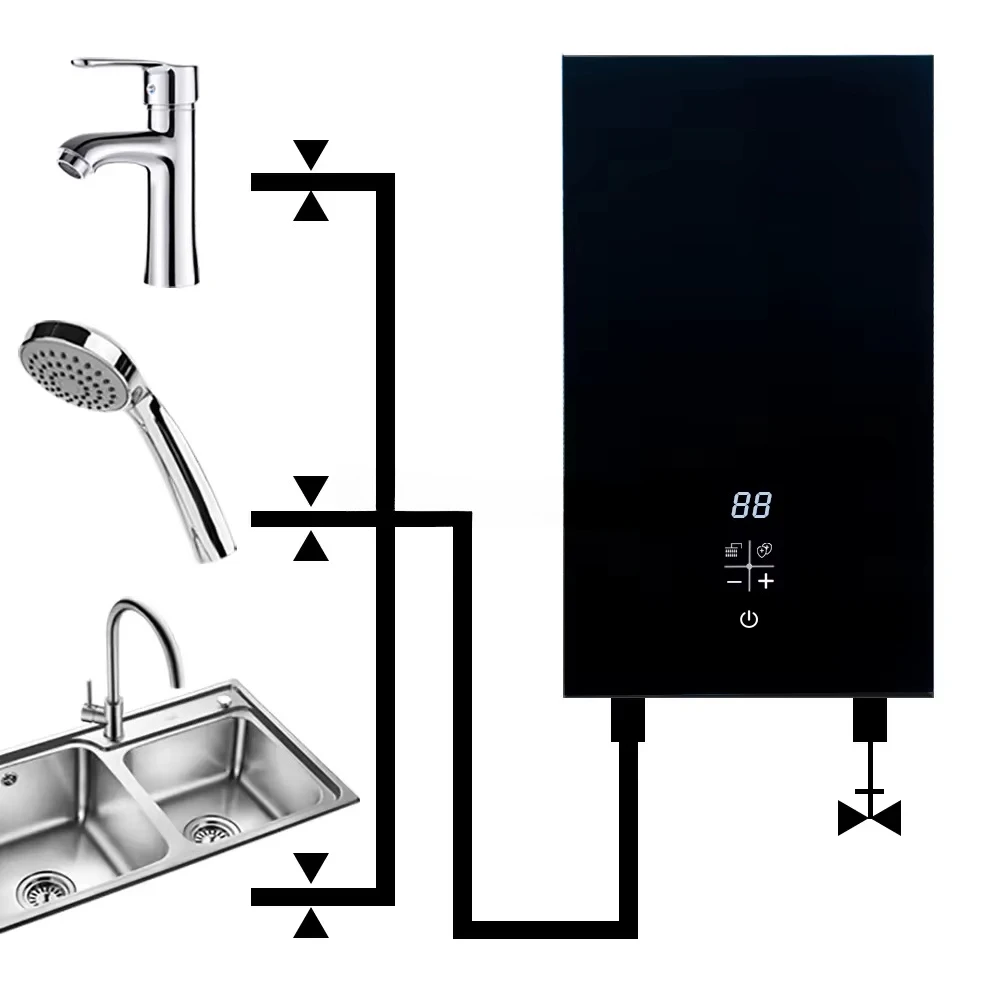 8.8Kw 220V Constant Temperature Hot Water Supply Wall Mounted Smart Bathroom Instant Electric Water Heaters