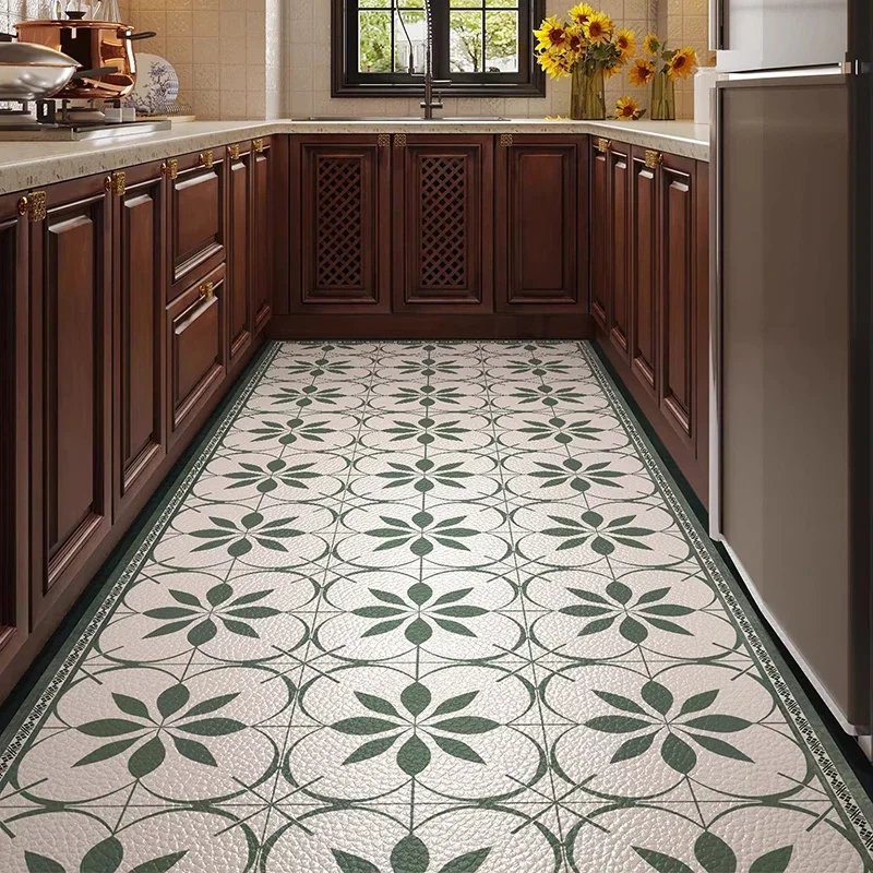 Kitchen Carpet Long Oil-proof Stain-resistant PVC Leather Floor Mat Modern Minimalist Style Waterproof Anti-slip Carpets 주방 카펫
