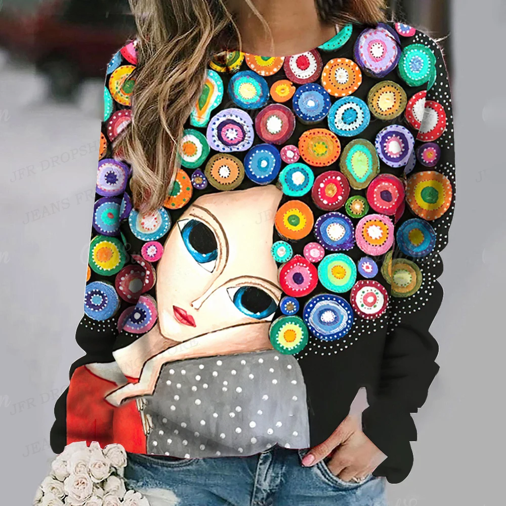 Abstract Face Hoodie Women Fashon Hoodies Floral Butterfly Painting Sweats Women Hoodies Sweatshirt Y2k Sexy Clothes Pullovers