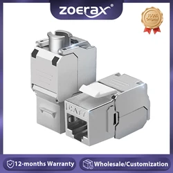 ZoeRax RJ45 CAT 7 Tool-Less STP Shielded Keystone Jack, Keystone Zinc Alloy Module Coupler Adapter Wall Plate