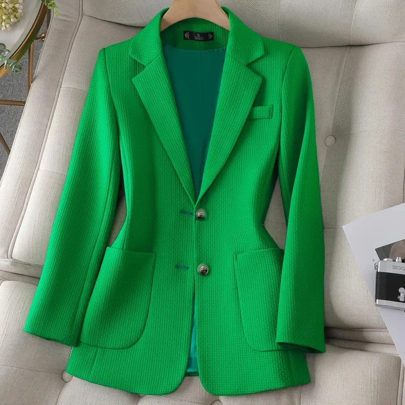 Women Blazer 2025 New Autumn Winter Outwear Green Black Beige Ladies Blazer Long Sleeve Single Breasted Solid Female Jacket Coat