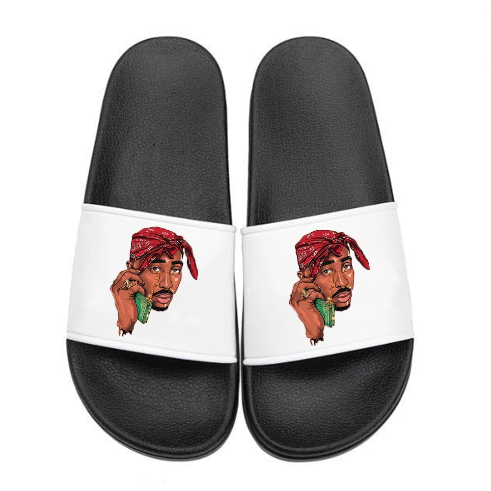 Rapper 2Pac tupac diapositive pantofole ragazze casa pantofola coppia estate uomo Indoor Outdoor infradito femminile morbido grande formato 35