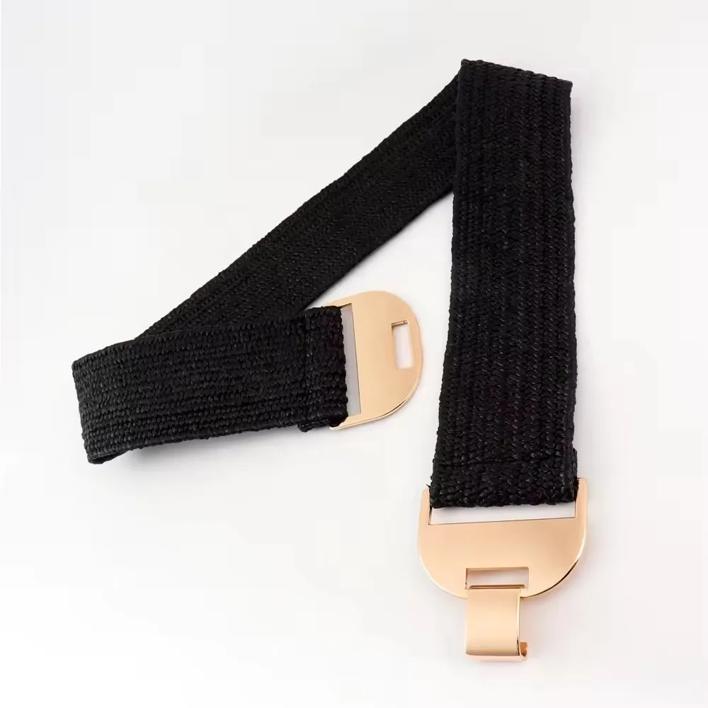 مخصص المهنية المورد مطاطا أحزمة التخسيس الفتيات الصغيرات أزياء القش مضفر حزام السيدات مطاطا متأنق حزام