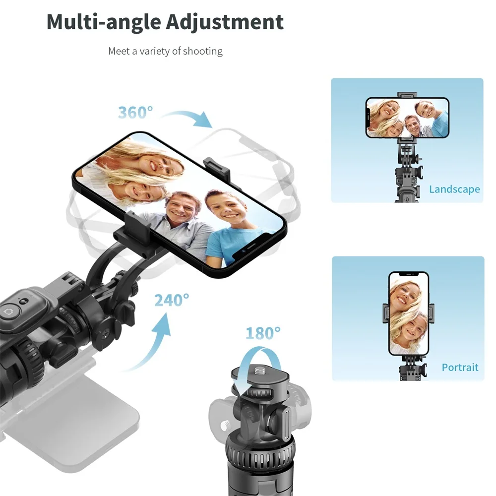 2055mm Selfie Stick Tripod with Wireless Remote Removable Fill Light Extendable Tripod with 1/4 Screw for Phone Camera Live