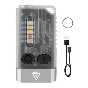 פנסים קטנים וחזקים ניידים לחוץ עם מחזיק מפתחות, פנס רב תכליתי, מואר במיוחד, עמיד למים, תאורה ניידת לכיס