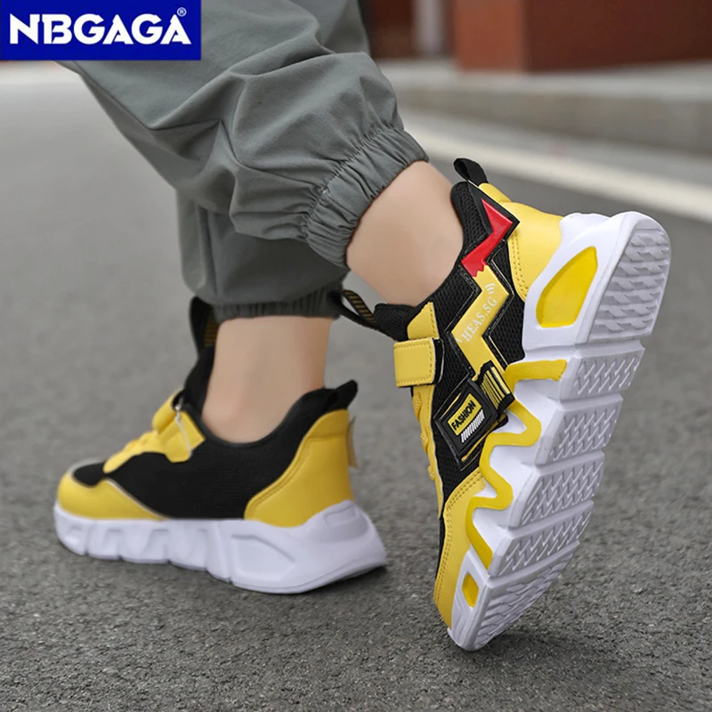 Cartoon Children's Sneakers Kids Fashion Boys Non-slip Casual Shoes Outdoor Breathable Student Walking Running Sneaker Yellow image 3