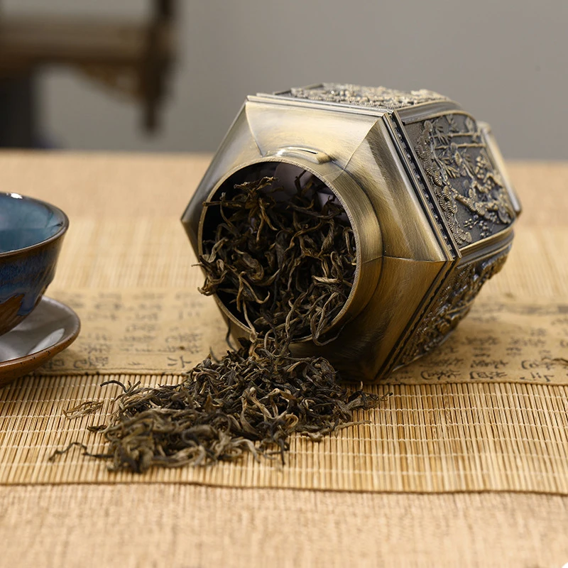 Metal Large Capacity Tea Cans Green Black Tea Container Jar Sugar Coffee Caddy Storage Can Tea Sealed Box Home Kitchen