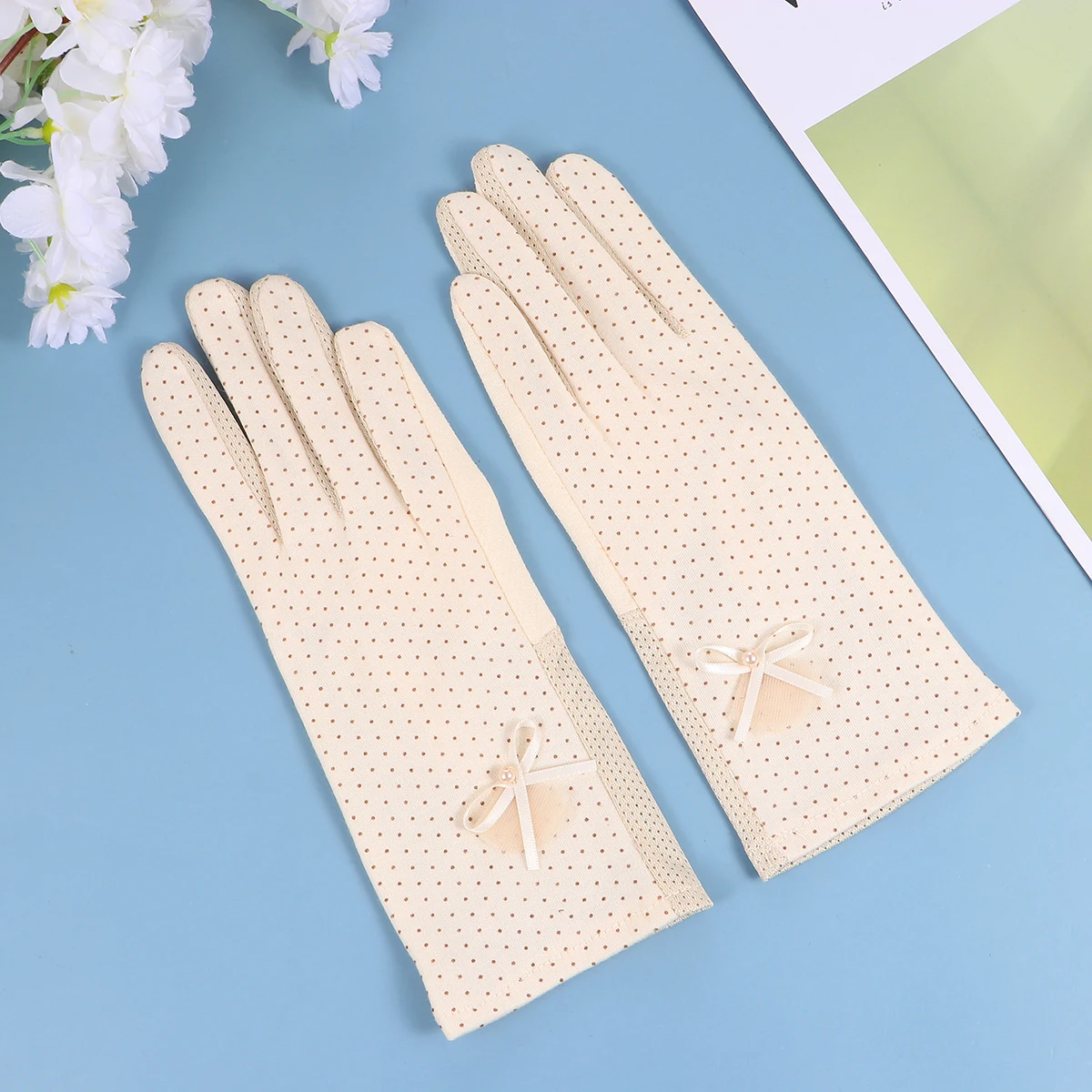 

1 Pair Screen Gloves Sun Protection For Women Uv Hand Protector Beige Driving Outdoor Cycling Pair Gloves