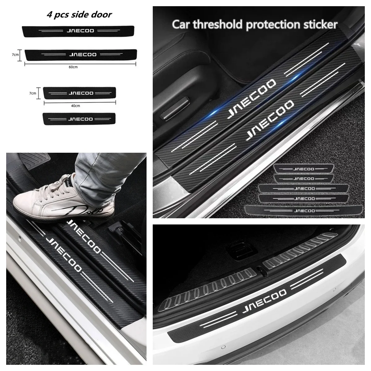 Carbon Fiber Door Entry Sill Scratch Proof Protector for Chery Jaecoo J7 J8 Tiggo 7 8 9 Omoda C5 Car Styling Accessory