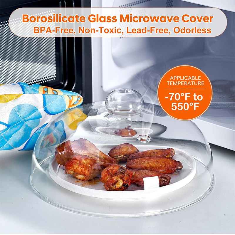 

1Pcs Borosilicate Glass Microwave Splatter Cover For Food,Tall BPA-Free Non-Toxic Plastic-Free Microwave Lid Outdoor Tableware