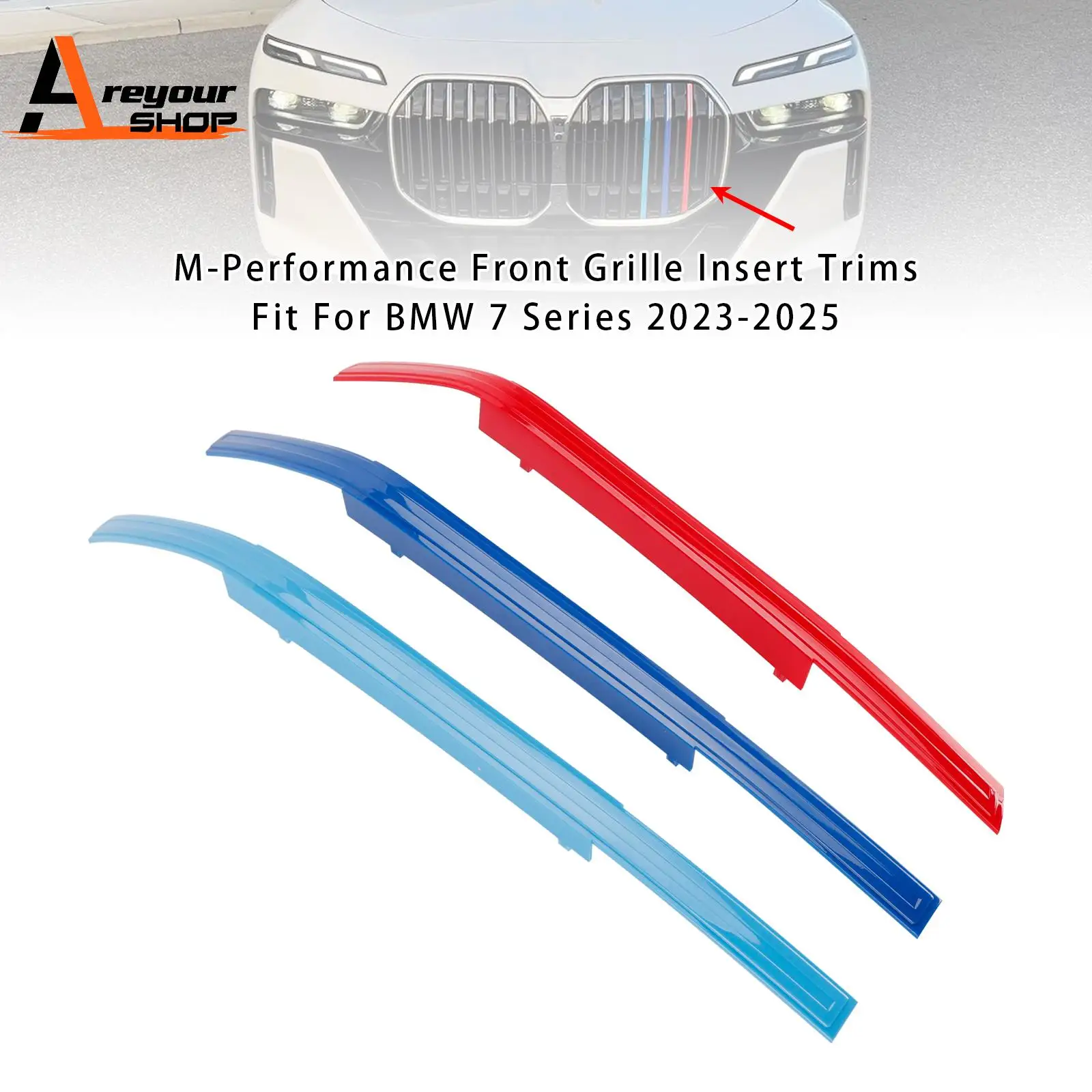 

Трехцветный зажим для передней решетки почек из АБС-пластика для BMW 7 серии 2023-2025 гг.