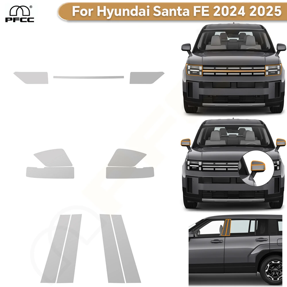 

Для Hyundai Santa FE 2024 2025 фары заднего вида B стойки пленка для защиты автомобильной краски пленка ТПУ против царапин прозрачная наклейка