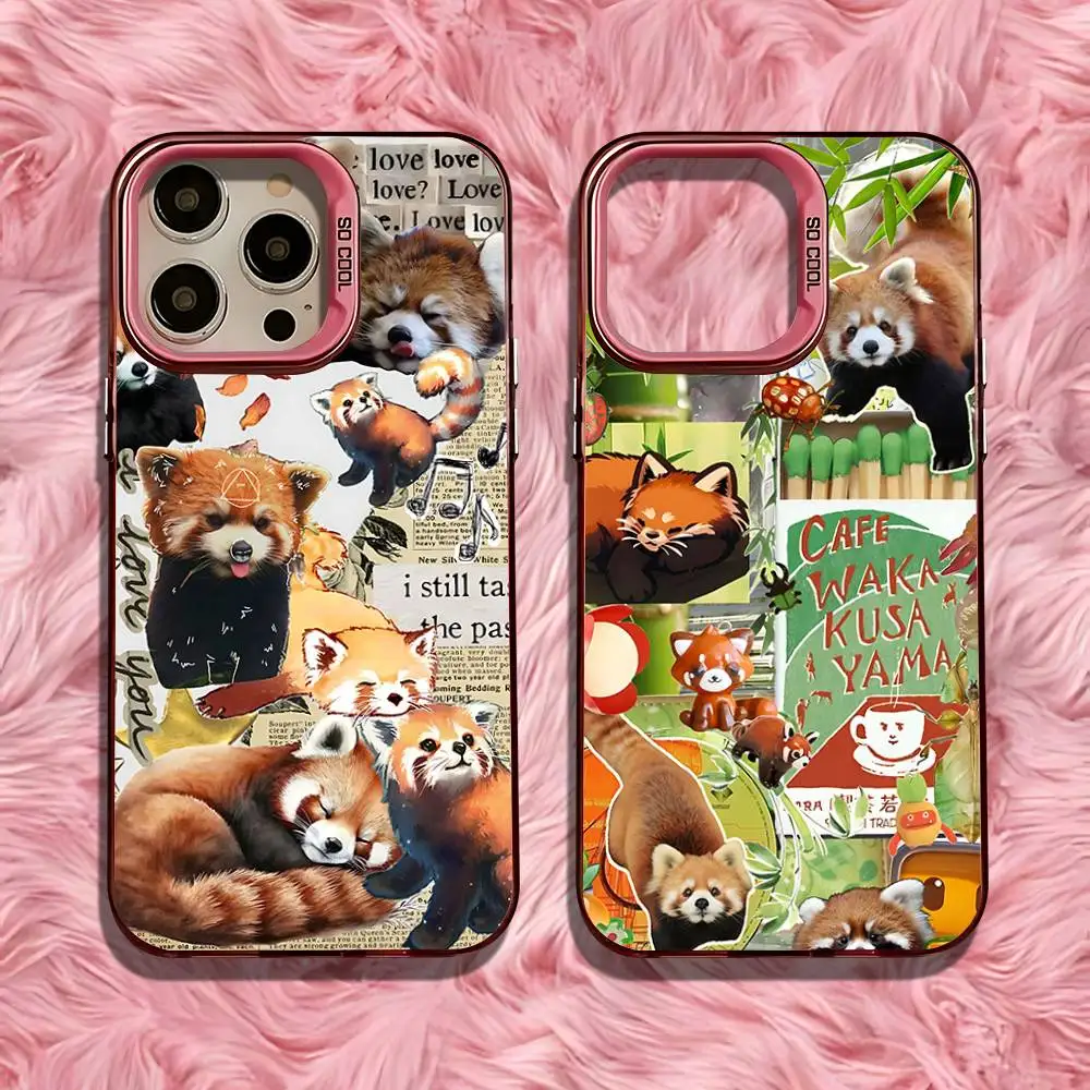 

Cute Western Red Panda Phone Case For iPhone 16,15,14,13,12,11,Pro,Max,Plus,Mini,SE Anti Fall Pink Matte Hard Bumper
