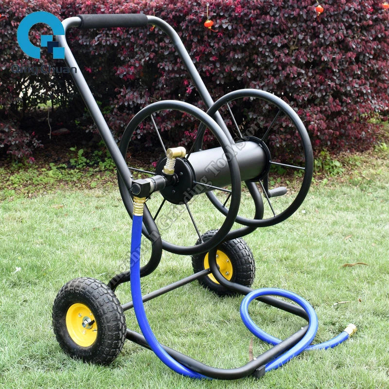 Hand Pushed Metal Water Pipe Storage Rack Household Coil Unit Car Wash Watering Water Pipe Truck Hose Storage