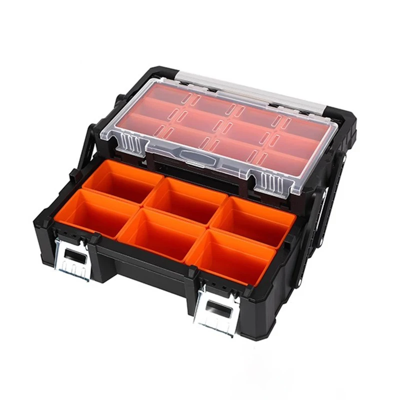 

Полный ящик для инструментов, большой жесткий кейс, чехол для инструментов, многофункциональные двухслойные ящики для инструментов, органайзер для деталей работника, ящики для инструментов