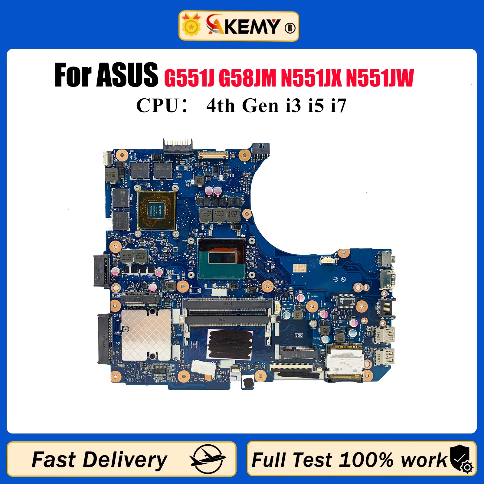 

N551JM Материнская плата для ноутбука ASUS ROG N551J G551J G58JM N551JK N551JM N551JQ N551JB N551JX N551JW Материнская плата с процессором i3 i5 i7