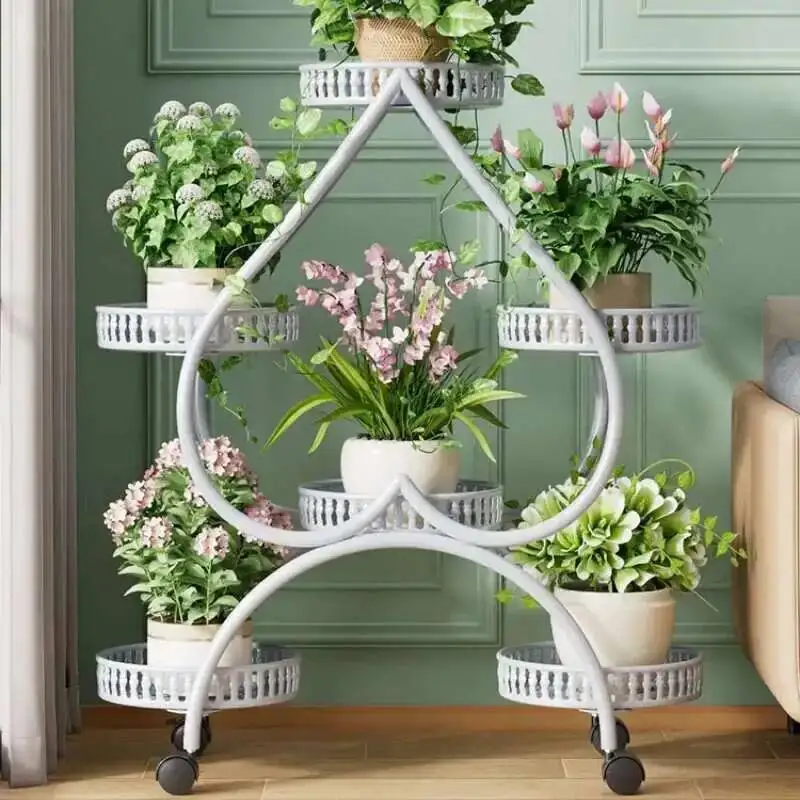 

Movable Designer Flower Room Rack Living Flower Rack Balcony Aesthetics Simple Plant Display Shelf Plantenrek Home Furniture