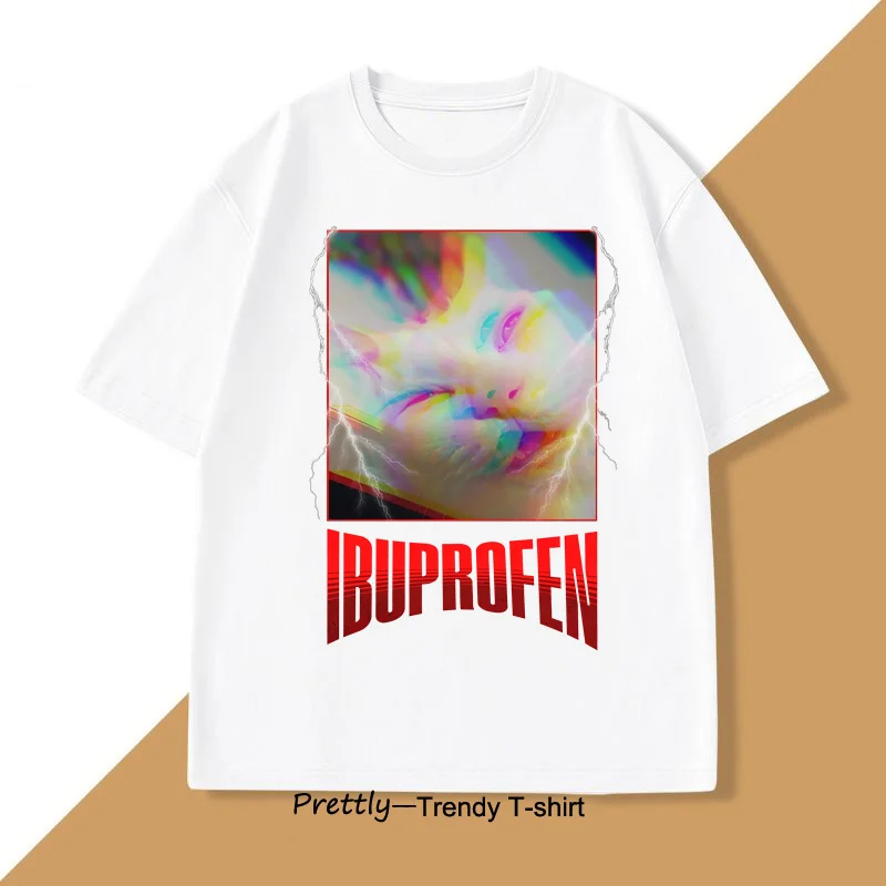

Funny IBUPROFEN Cat Meme Vintage T Shirt Stupid Ugly T Shirts Unhinged Cotton Printed T-shirt Casual O Neck Short Sleeve Tees