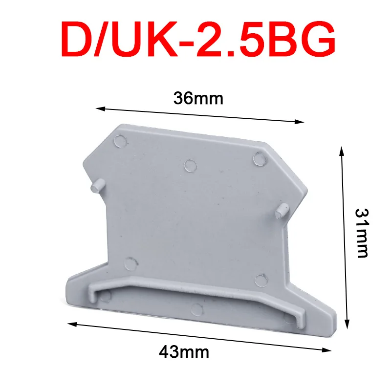 

D-UK2.5 End Barrier Plate For UK2.5B Blocks Connector D-UK2.5B Din Rail Terminal Block Accessories End Cover D-UK 2.5BG