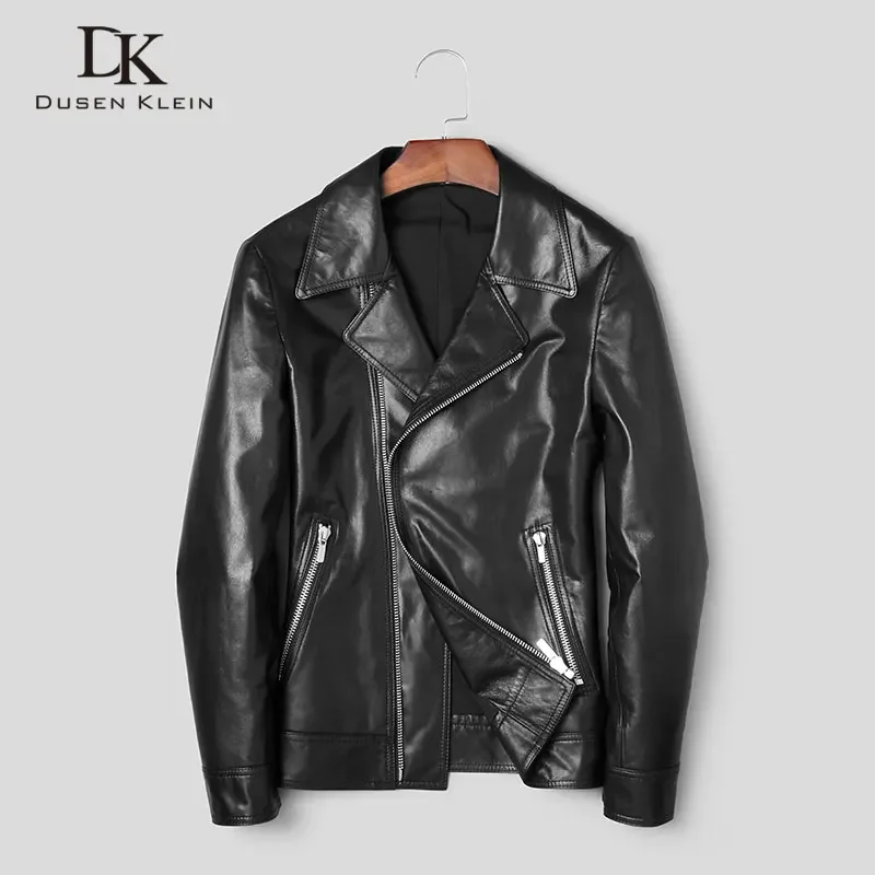 

Men Genuine Leather Jacket Real Sheepskin s Casual Short Black Pockets 2024 Autumn New for Man J1129