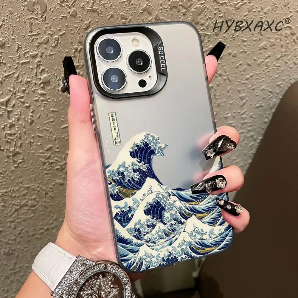 

HYBXAXC Japanese Ukiyo-e Great Wave Phone Case, Retro Art Silver Case, Shockproof Cover for iPhone , Unique Aesthetic Protector