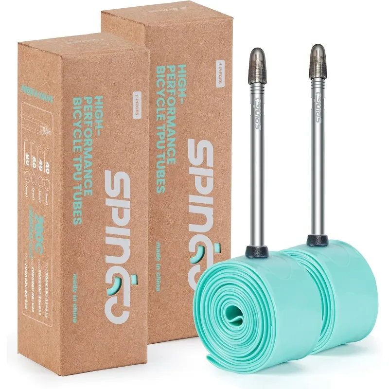 

2-Pack SPINGO Aluminum Alloy TPU Inner Tube 700C x 23c-32c with 48mm/60mm/80mm Presta Valves TPU Bike Tube Lightweight Bicycle S