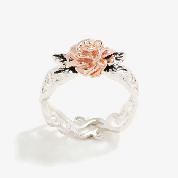 S925 Sterling Silver Ring Hot Sale 14k Rose Gold Flower Vintage Color Separation Engagement Ring For Women Wedding Proposal Gift