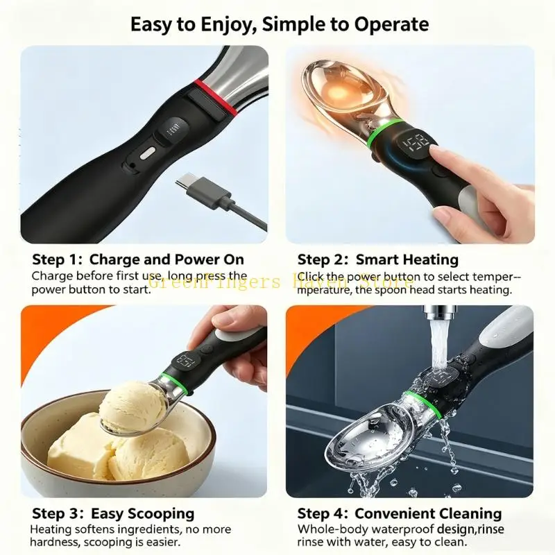 F68D Durable Heated Scooping Tool With 158°F Warming Ability Works Well For Any Age