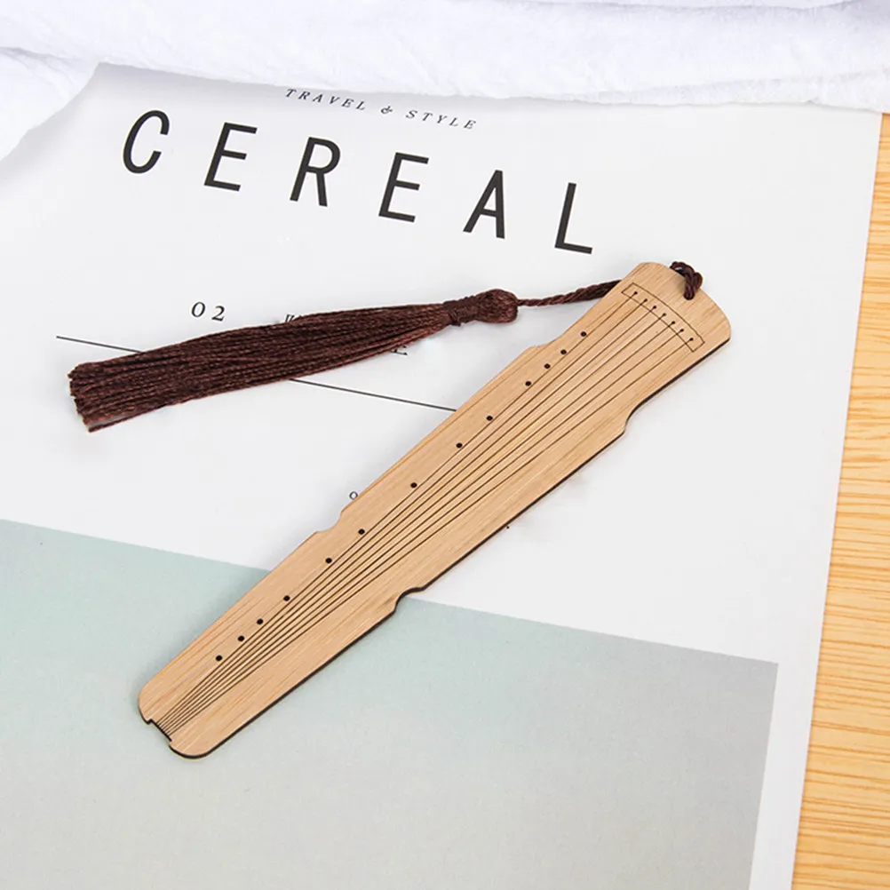 12 Marcadores de Bambú con Diseño de Cítara China, Creativos y Elegantes para Lectores, Estudiantes y Graduados, Marcadores de Páginas Clásicos y Chic, Regalo