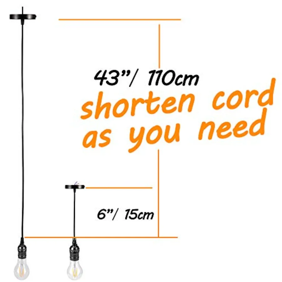 Vintage Pendant Light Kit for Edison Bulb, Mini Hanging Lighting Fixture DIY with Industrial E26 Socket 3.6FT Electrical Ceilin