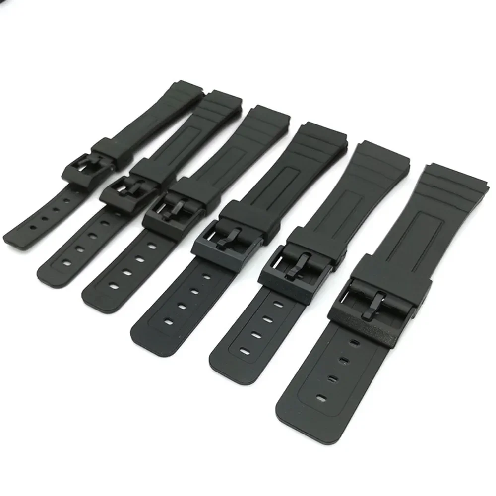 12/14/16/18/20/22mm Resin Silicone Strap Universal Black PU Watch Band for Casio F-91W F-84 F-105/108 A-158/168 AE-1200/1300