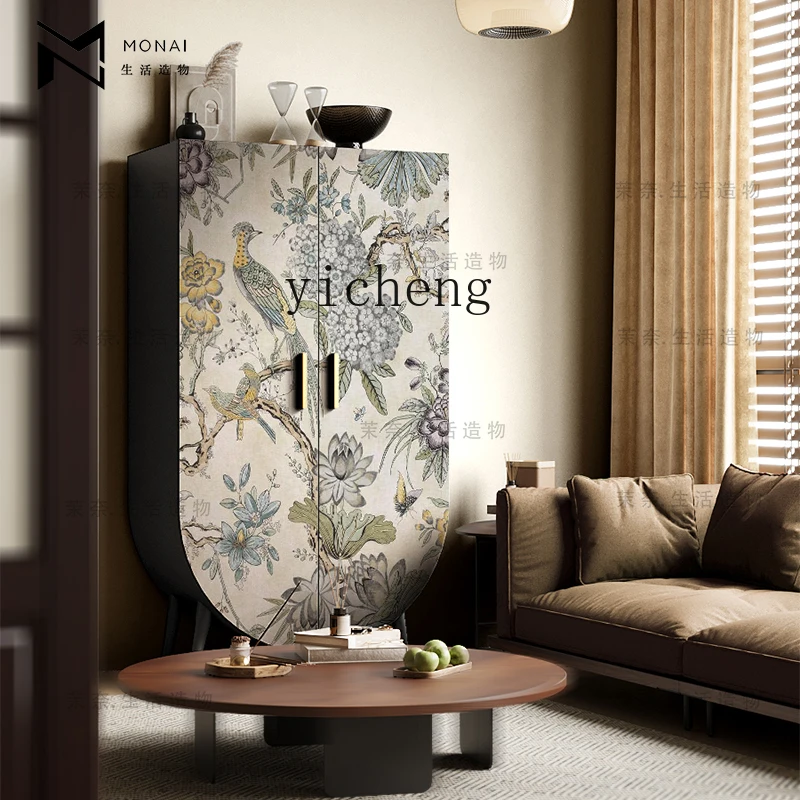

HYS wardrobe living room storage cabinet bedroom hanging wardrobe solid wood decorative cabinet locker