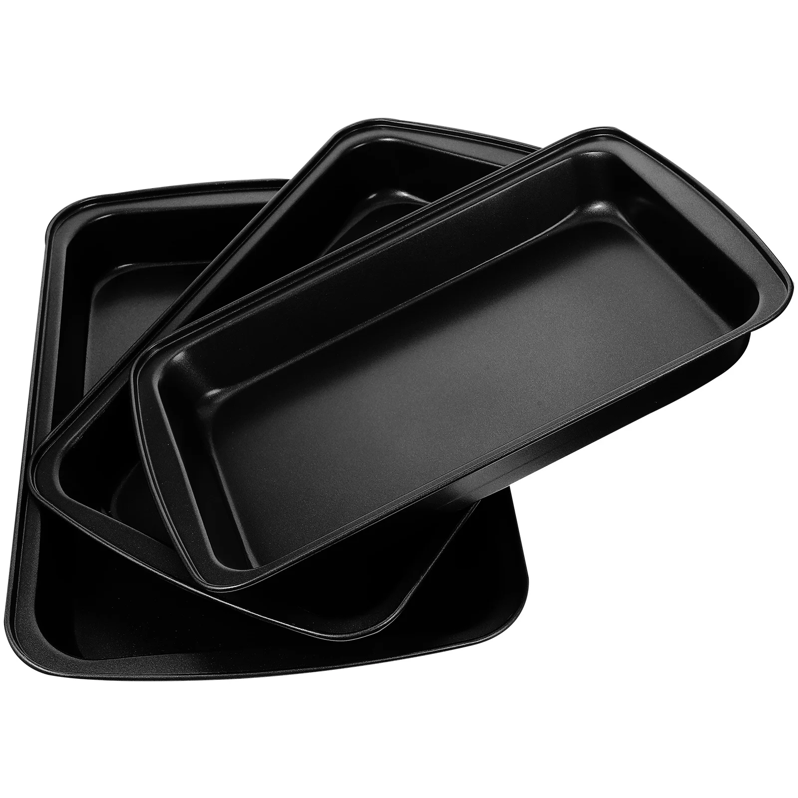 

3pcs Carbon Steel Baking Pan Set Non-Stick Reusable Multi-Function Kitchen Tray For Muffins Bakery Supply Rectangular