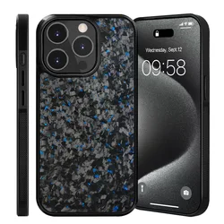 Magnetic Real Forged Carbon + TPU Case for iPhone 16 15 14 13 12 11 Pro Max 14+ 15+ Protective Phone Back Cover with MagSafe