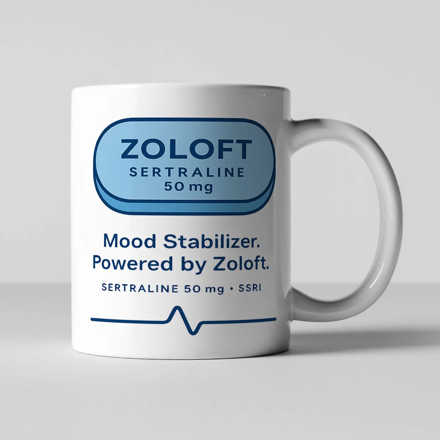 Zoloft Mood Stabilizer Mug Sertraline Antidepressant Humor Gift for Therapists Nurses Psychiatrists Office Decor Birthday Christ
