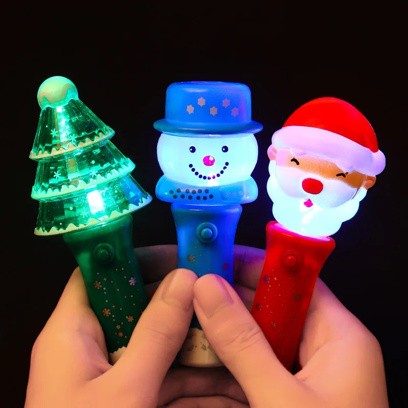 Creative Flash Stick Light Up Toys Children Cartoon Cute Christmas Series Flash Wand Toys Party Gift Light-emitting Flashlight