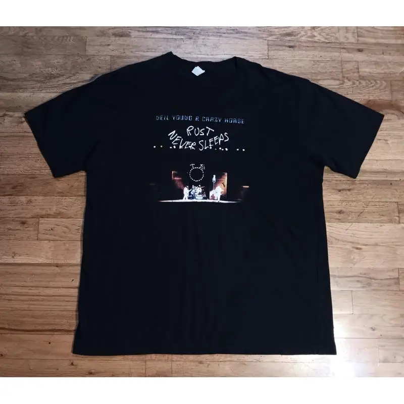 Neil Young Rust Never Sleeps Organic Cotton t shirt concert guitar rock peace