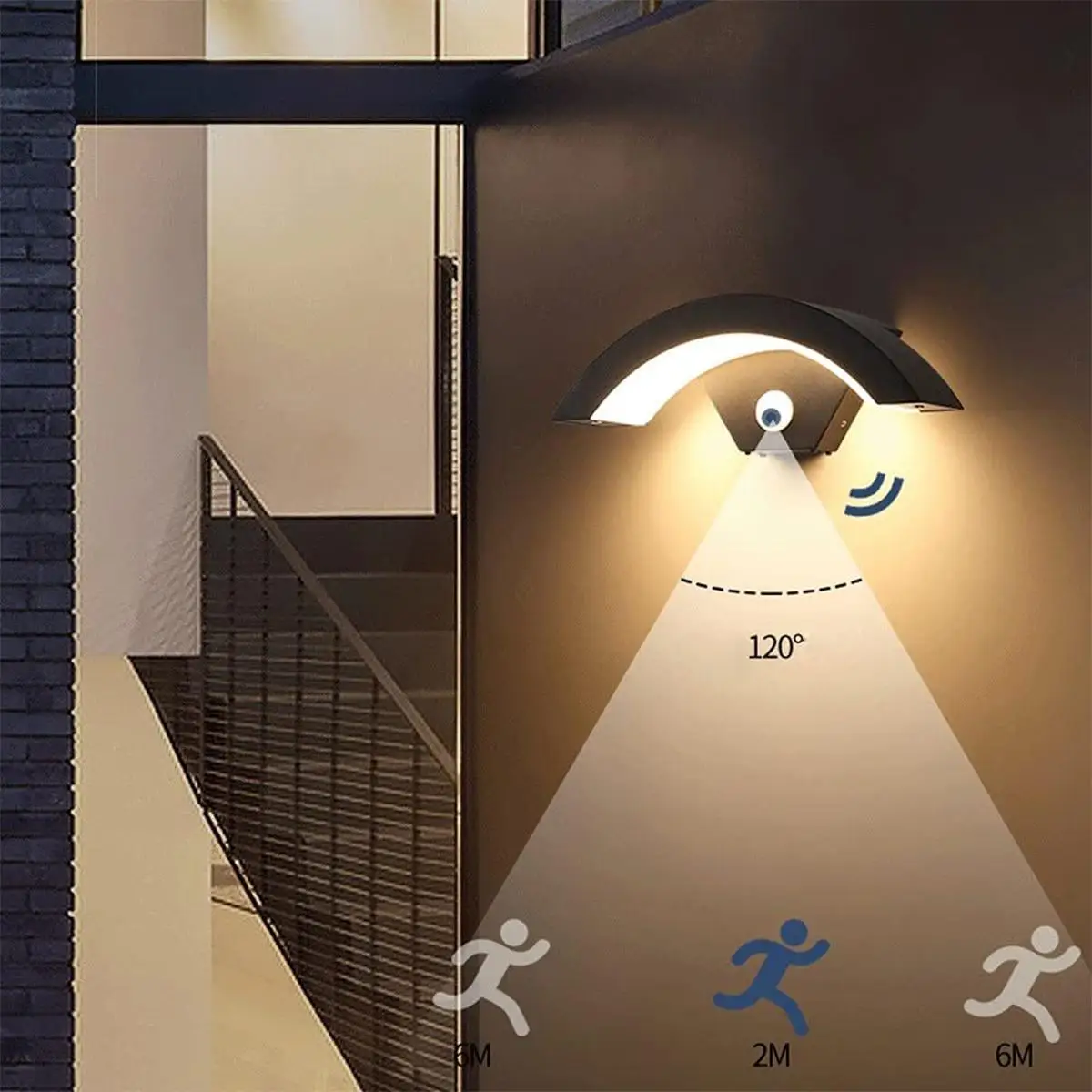 Moon Shape Wall Lamp Outdoor Waterproof Sconce Wall Surface Mounted AC85-265V Led Flicker Free Light 18W Warm White Illumination